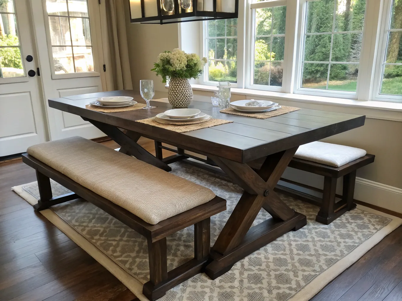 Eettafel met bankjes